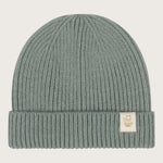 Grof gebreide babymuts van merinowol en cashmere in sage groene  kleur