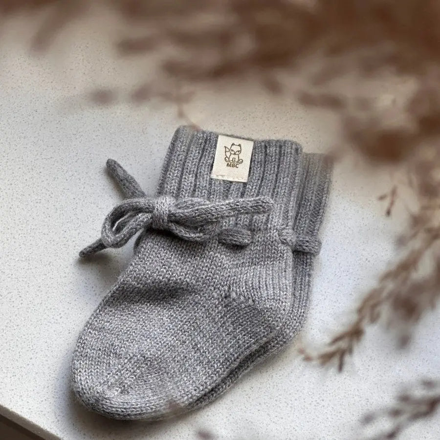 Graue Merinowolle Baby Hausschuhe Ash - Moalie