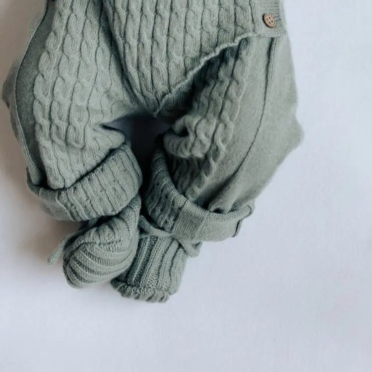 Merinowol & Cashmere Newborn Slofjes Simple Sage - Moalie