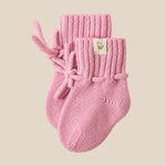 Merinowol/ Cashmere baby slofjes roze 