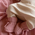 Merinowol en cashmere baby slofjes roze