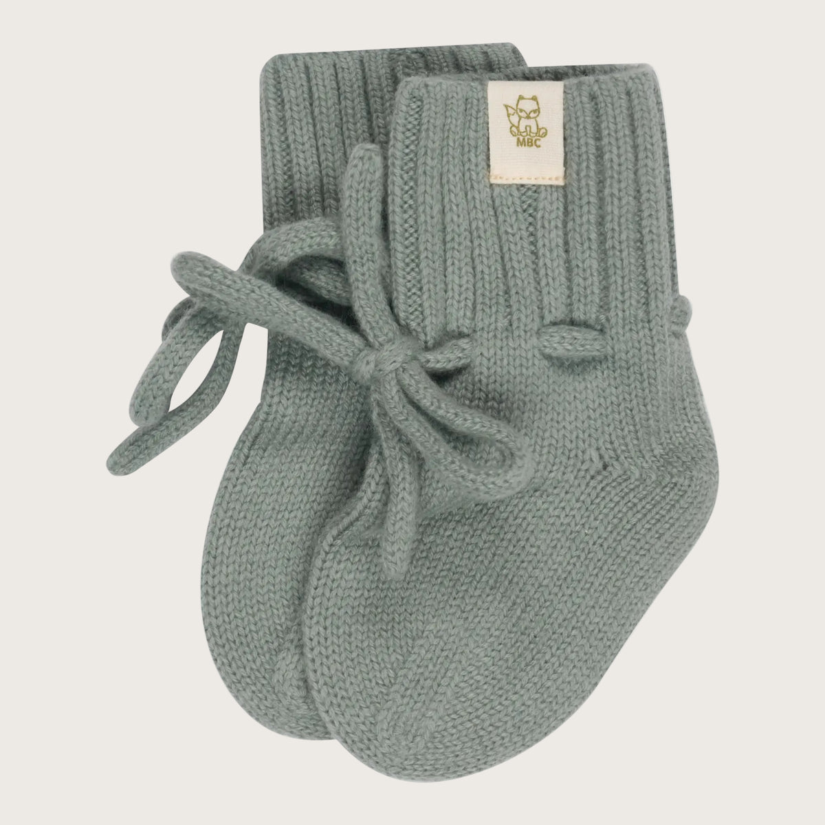 Merinowol en cashmere babyslofjes in Sage groen