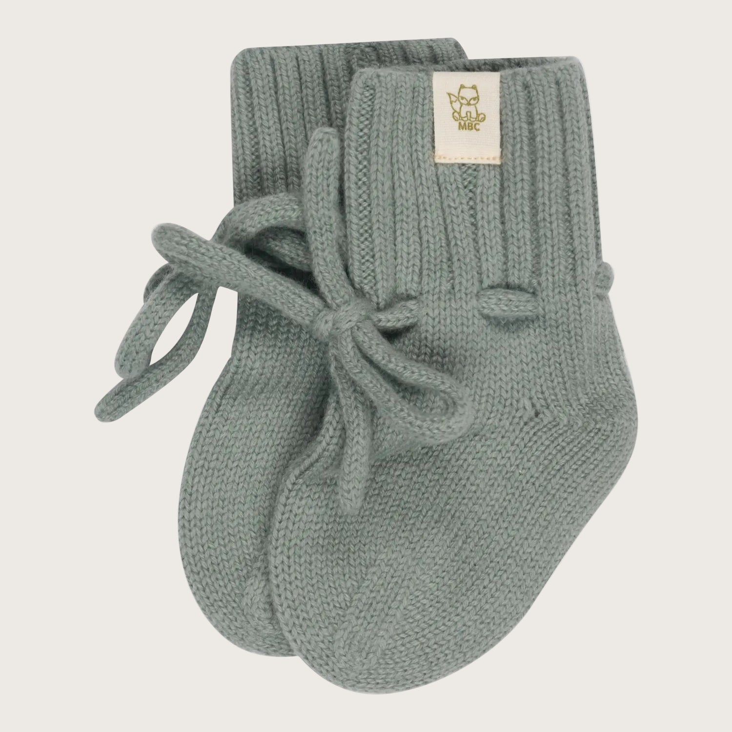Merinowol en cashmere babyslofjes in Sage groen