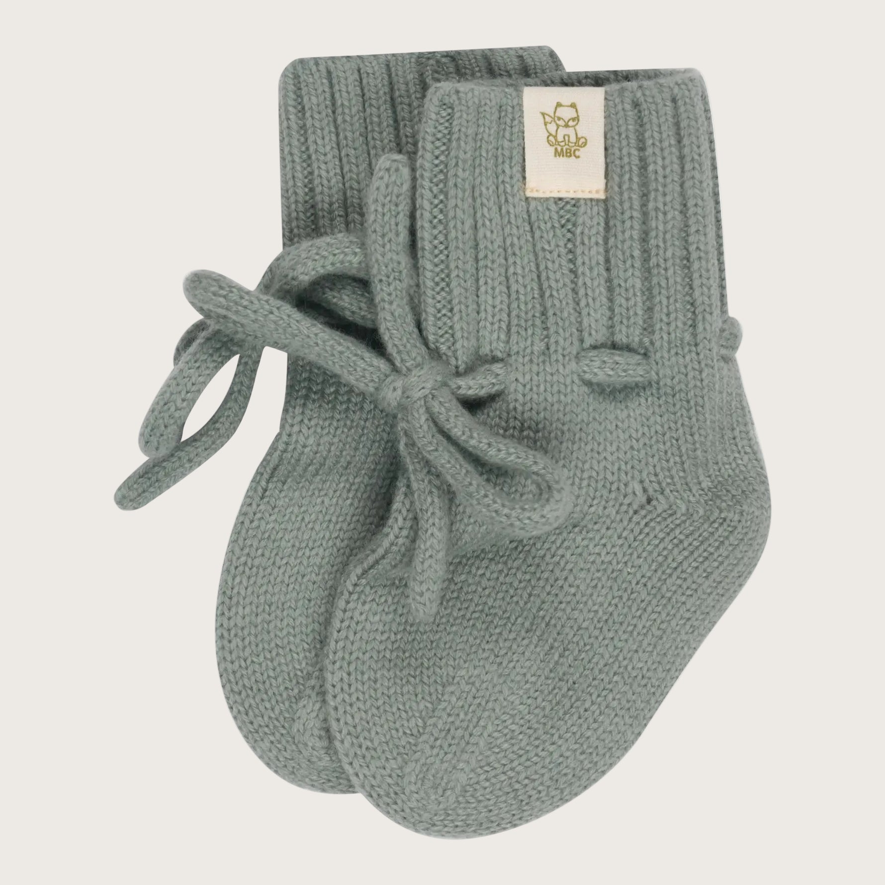 Merinowol en cashmere babyslofjes in Sage groen