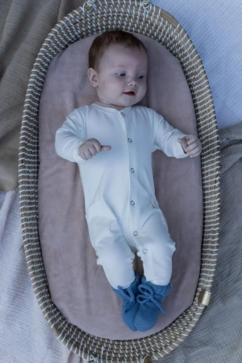 Merinowolle Baby Hausschuhe Denim - Moalie