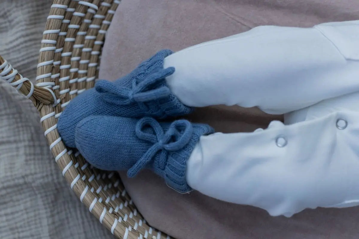 Merinowolle Baby Hausschuhe Denim - Moalie