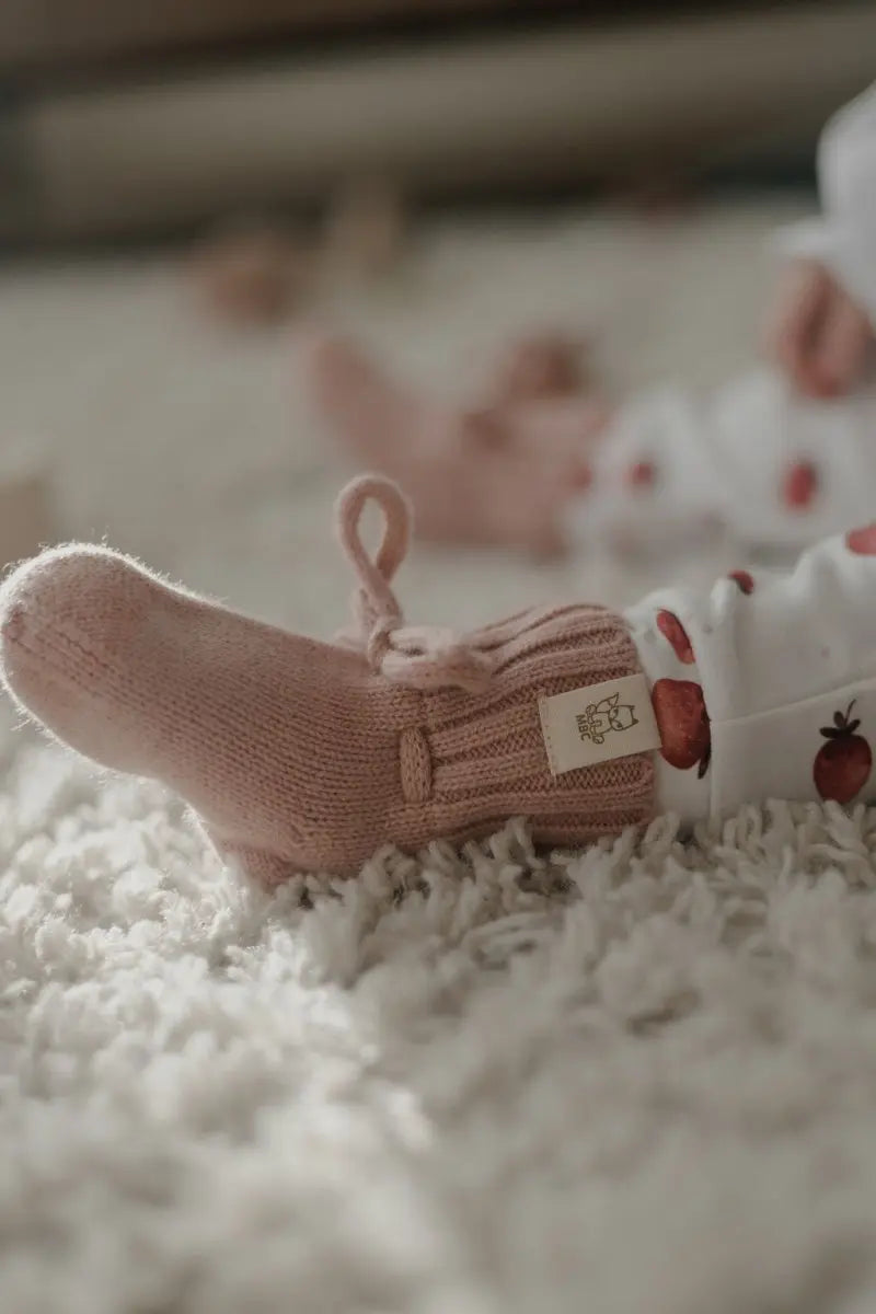 Merinowolle Baby Hausschuhe Dusty Pink - Moalie