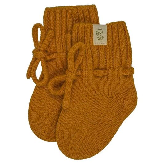 Merinowolle Baby Hausschuhe Ocker - Moalie