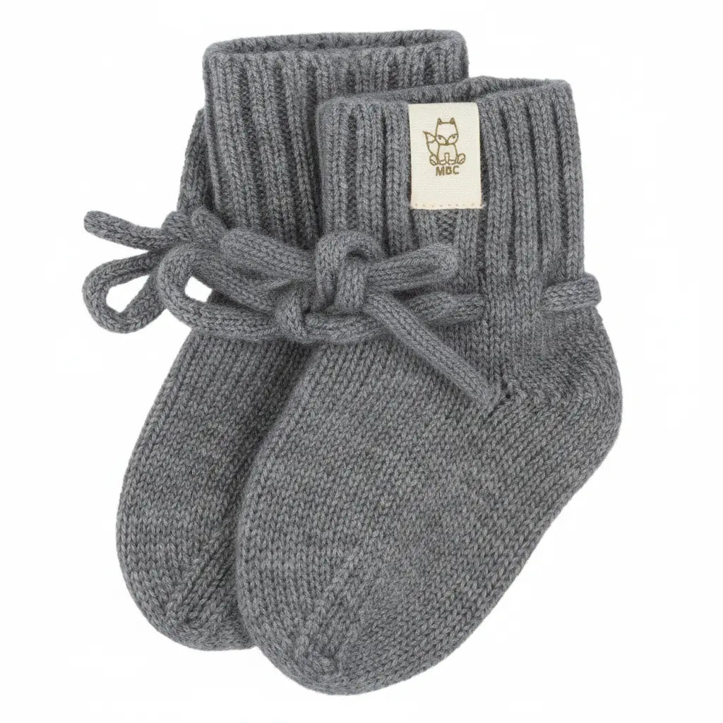 Merinowollen baby slofjes grijs - Ash
