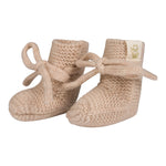 Beige merino wollen slofjes voro de kleinste voetjes 