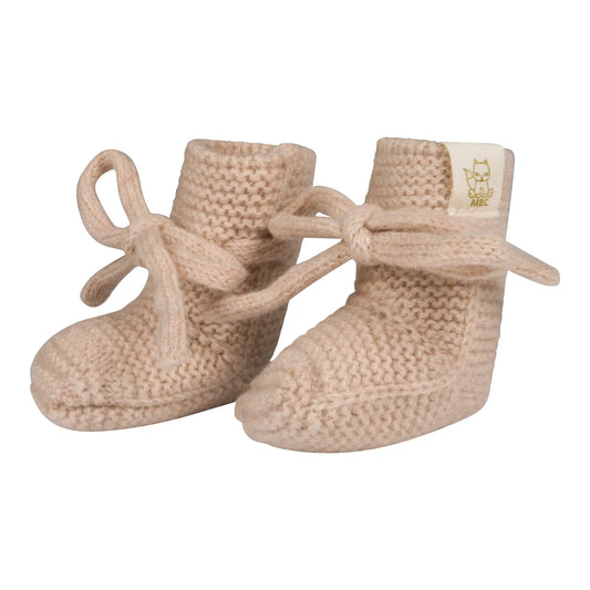 Beige merino wollen slofjes voro de kleinste voetjes 