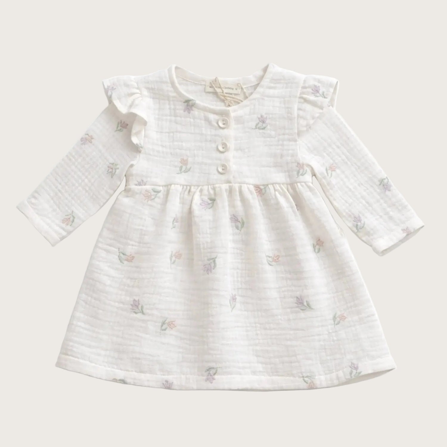 MuslinDressRosalie- baby jurkje van Mousseline met geborduurde bloemen