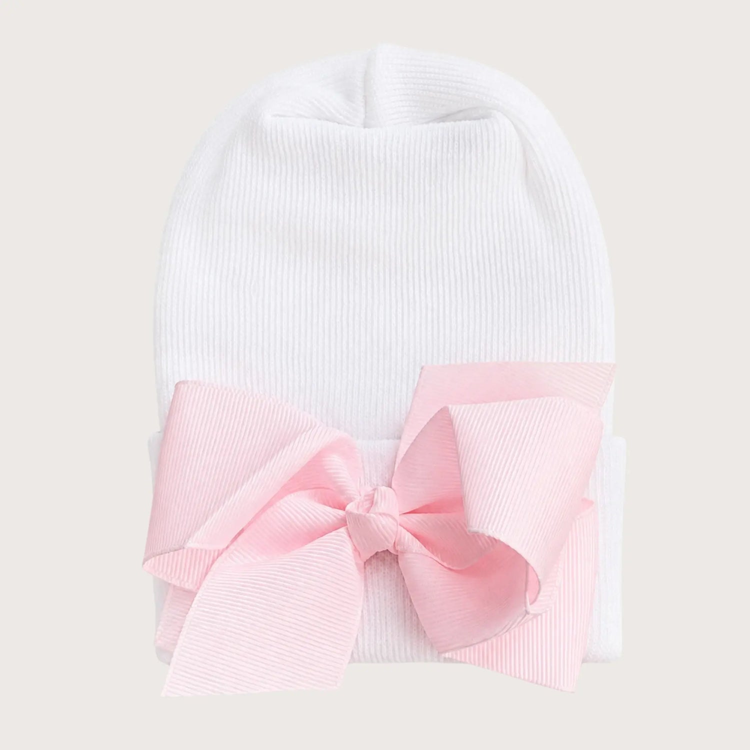 Neugeborenenmütze mit Schleife in Rosa