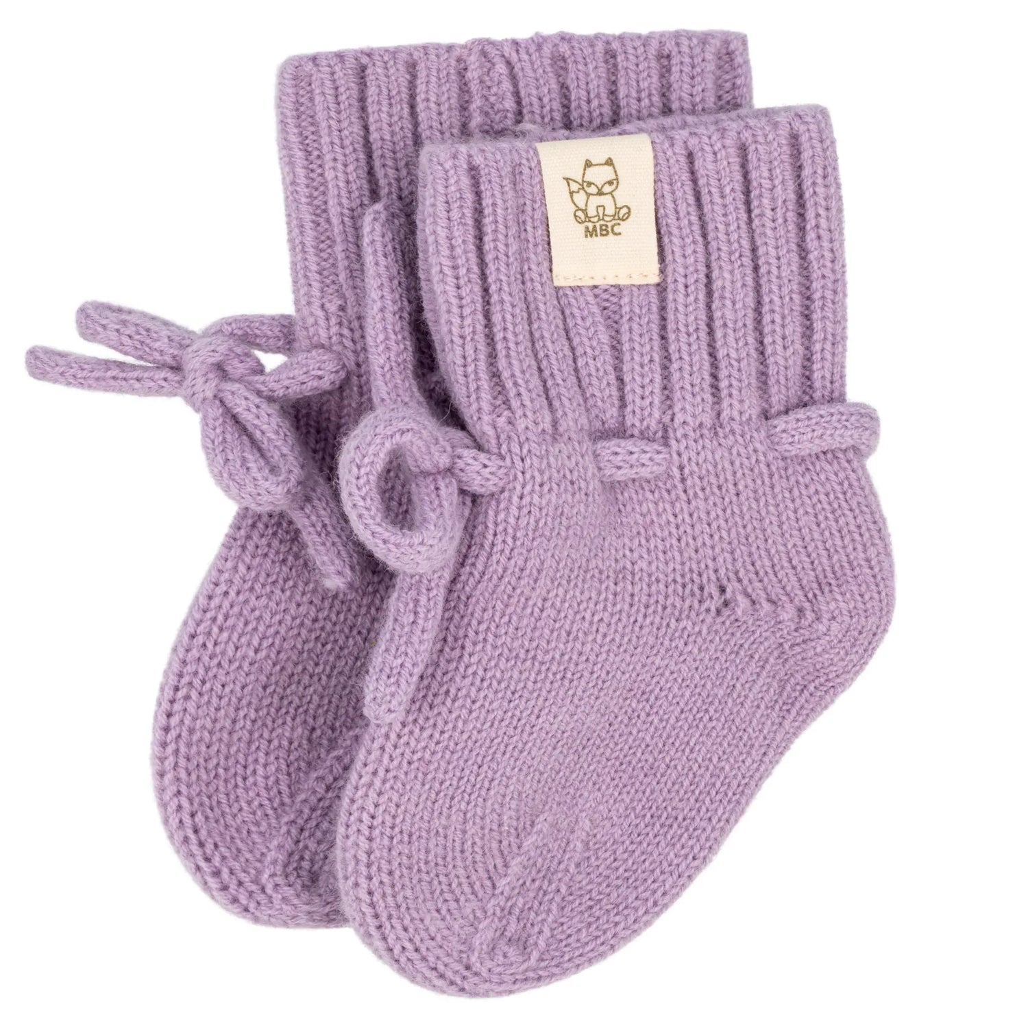 Merinowollen babyslofjes in lila kleur Lavender
