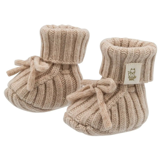 Neugeborene Hausschuhe aus Merinowolle Beige - Moalie