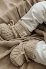 Newborn Merino wollen slofjes Beige - Moalie