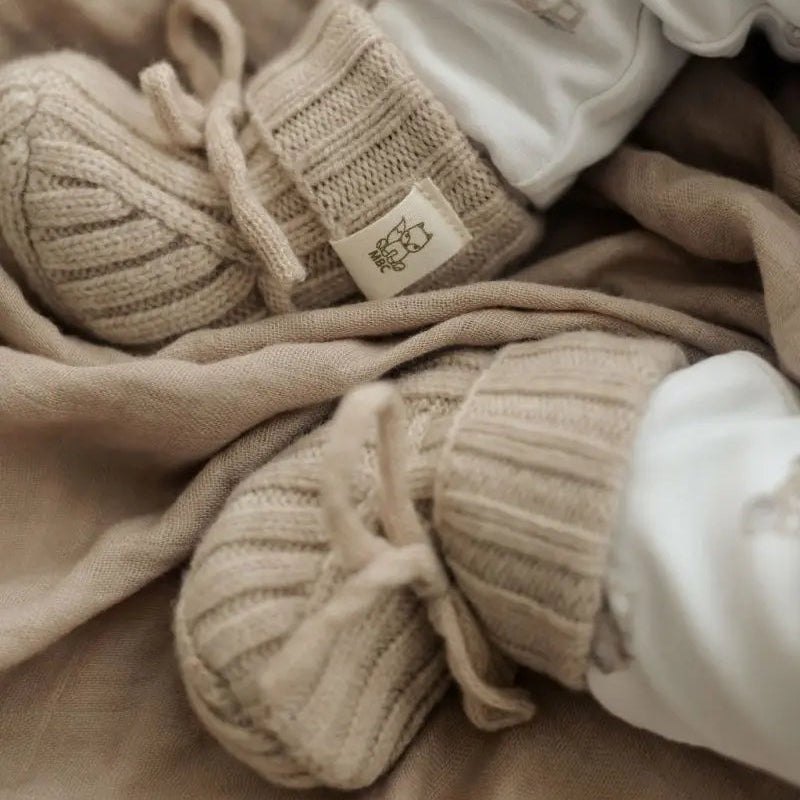 Newborn Merino wollen slofjes Beige - Moalie