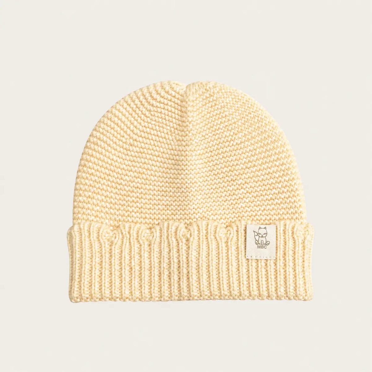 Newborn muts butter yellow gebreid katoen