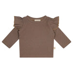Pointelle Ruffle Shirt Mokka - Moalie