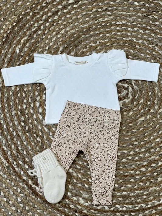 Pointelle Rüschenhemd Off White - Moalie