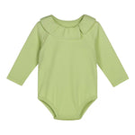 Romper met ruffle kraagje – zacht katoen in roze, geel & groen Moalie