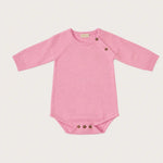 Roze gebreide romper van merinowol en cashmere 