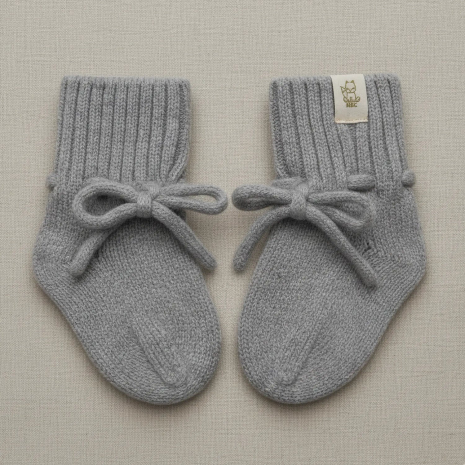 Merinowol en Cashmere Babyslofjes – Stone Grey (0–12 m)