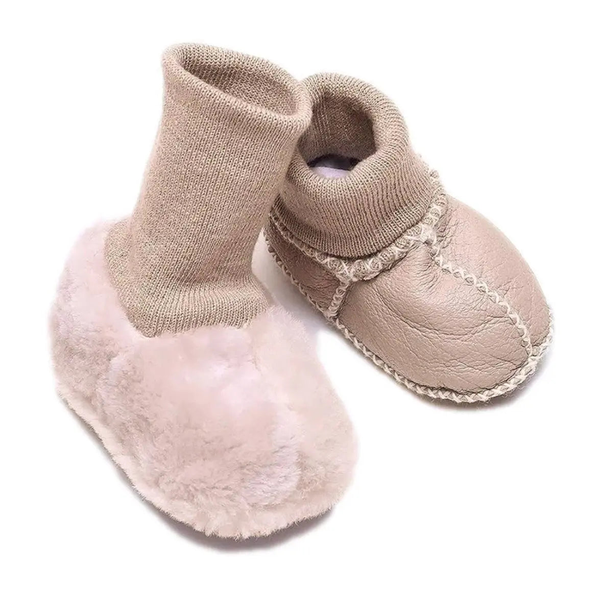 Schafsfell-Sockenstiefel Beige - Moalie