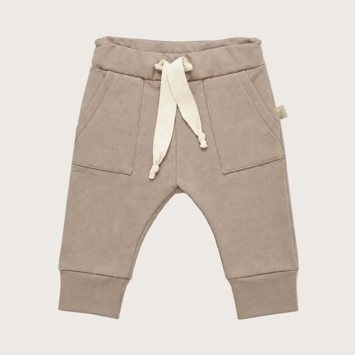 Taupe kleurige french terry baby jogger 