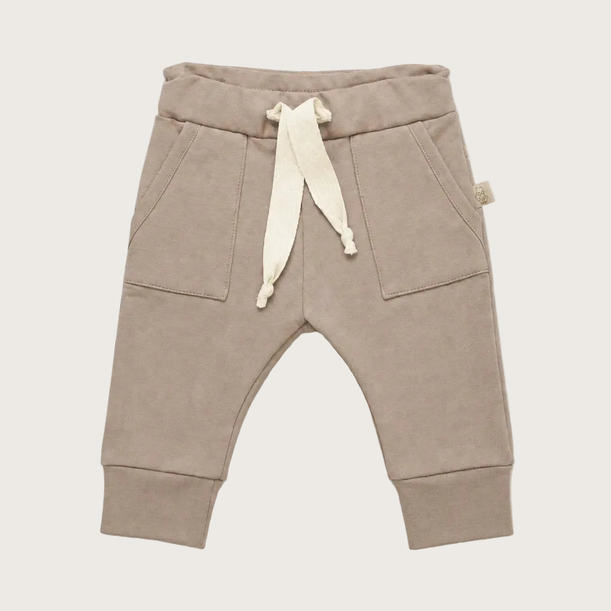 Taupe kleurige french terry baby jogger 