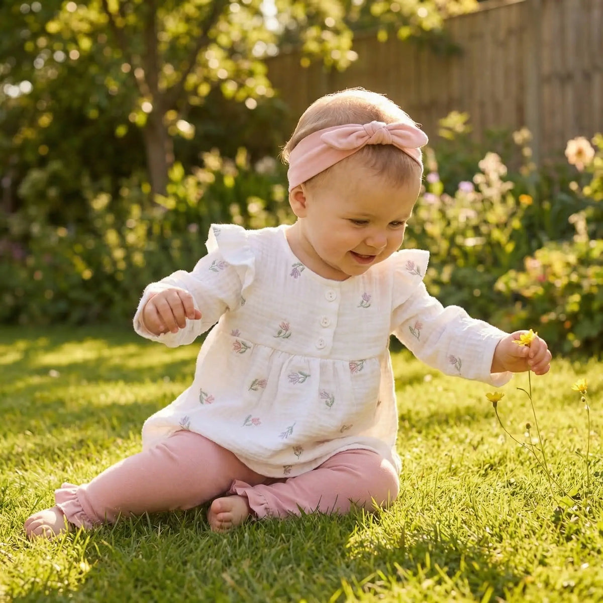 Wit Gebloemd jurkje van hydrofiele stof