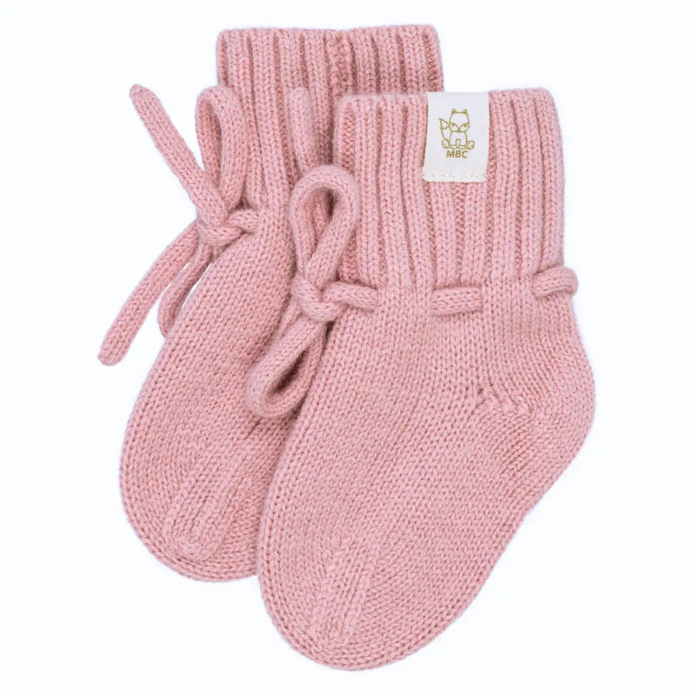 Wollen baby slofjes van roze merinowol
