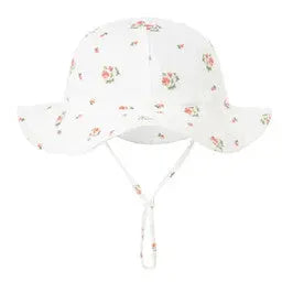 Sonnenhut aus Musselin mit dezentem Blumenmuster Moalie