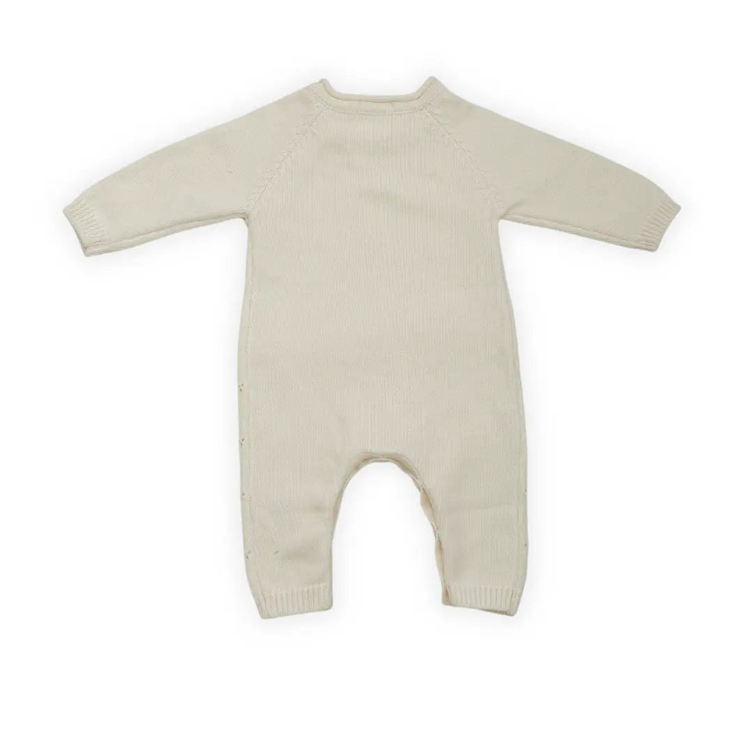 achterkant van Gebreid pointelle boxpakje van wit katoen