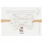 baby haarband witte strik van ribstof 