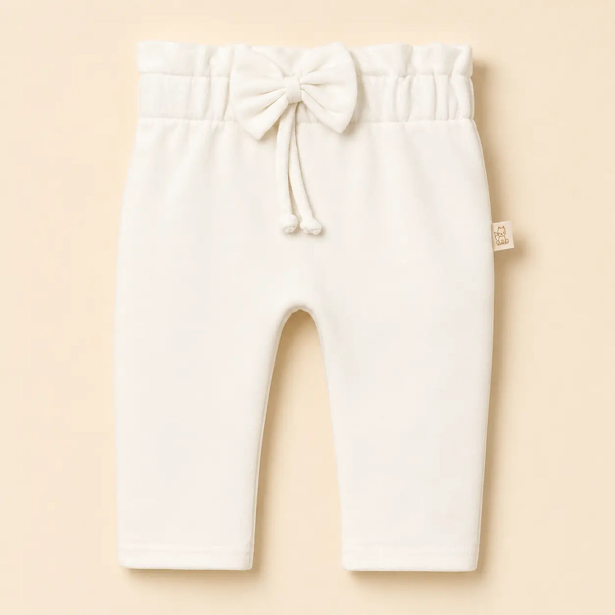 baby paperbag pants met strikje off white