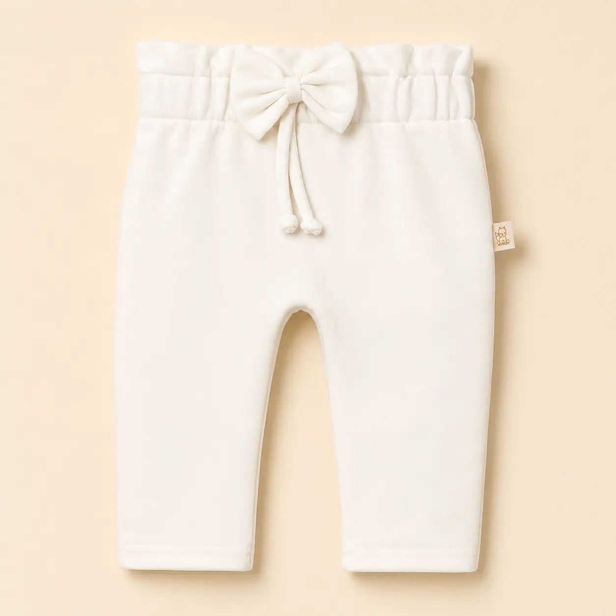baby paperbag pants met strikje off white