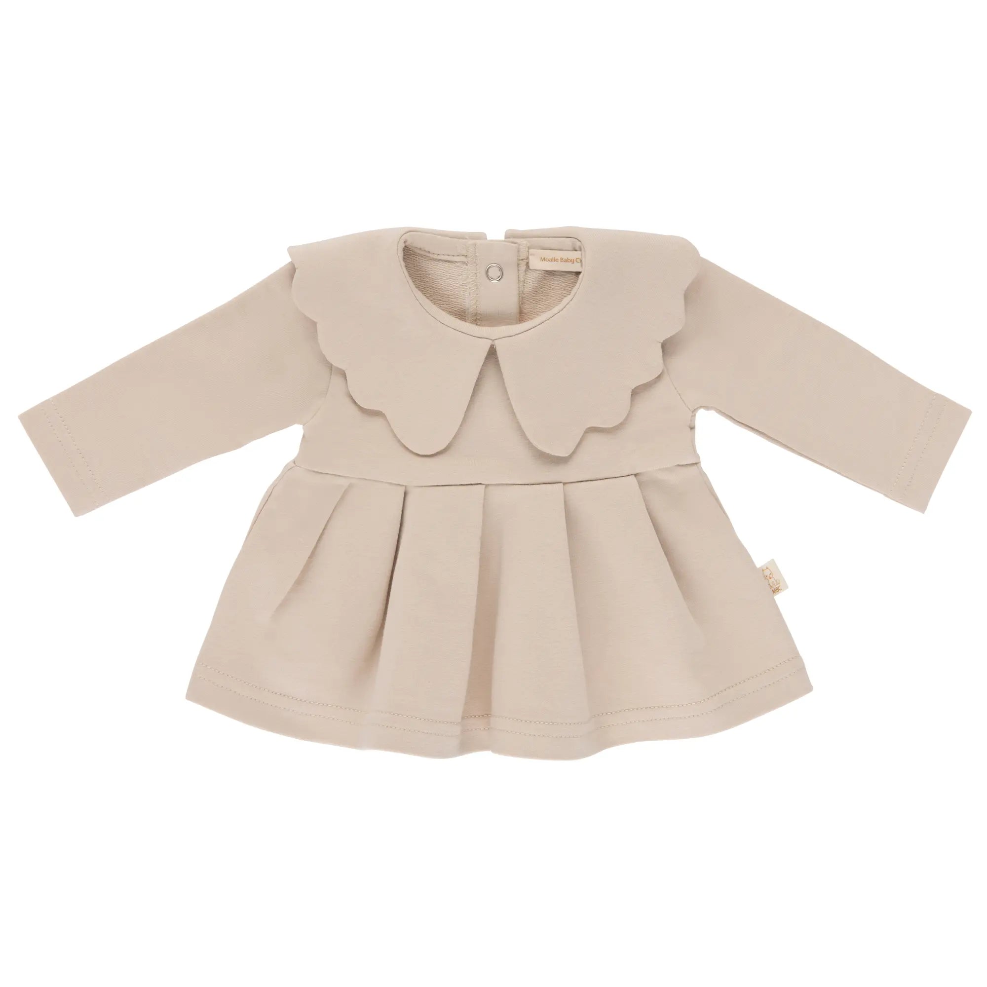 babytuniek met scallop kraag in beige 