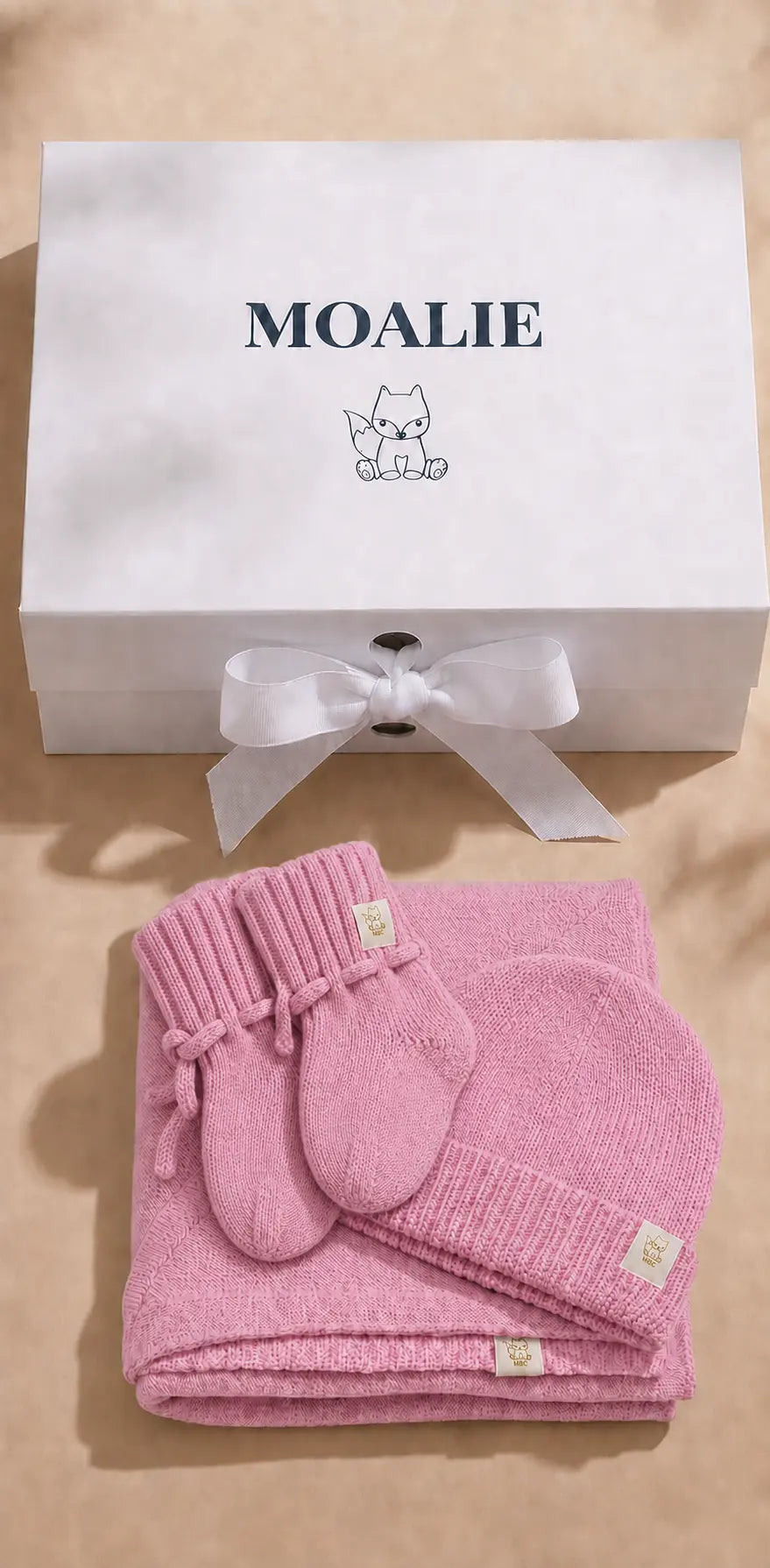 cadeau set merinowol en cashmere pink