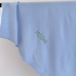 Merinowollen babydeken (3 in 1) Blue met borduring — gepersonaliseerd met naam of initialen