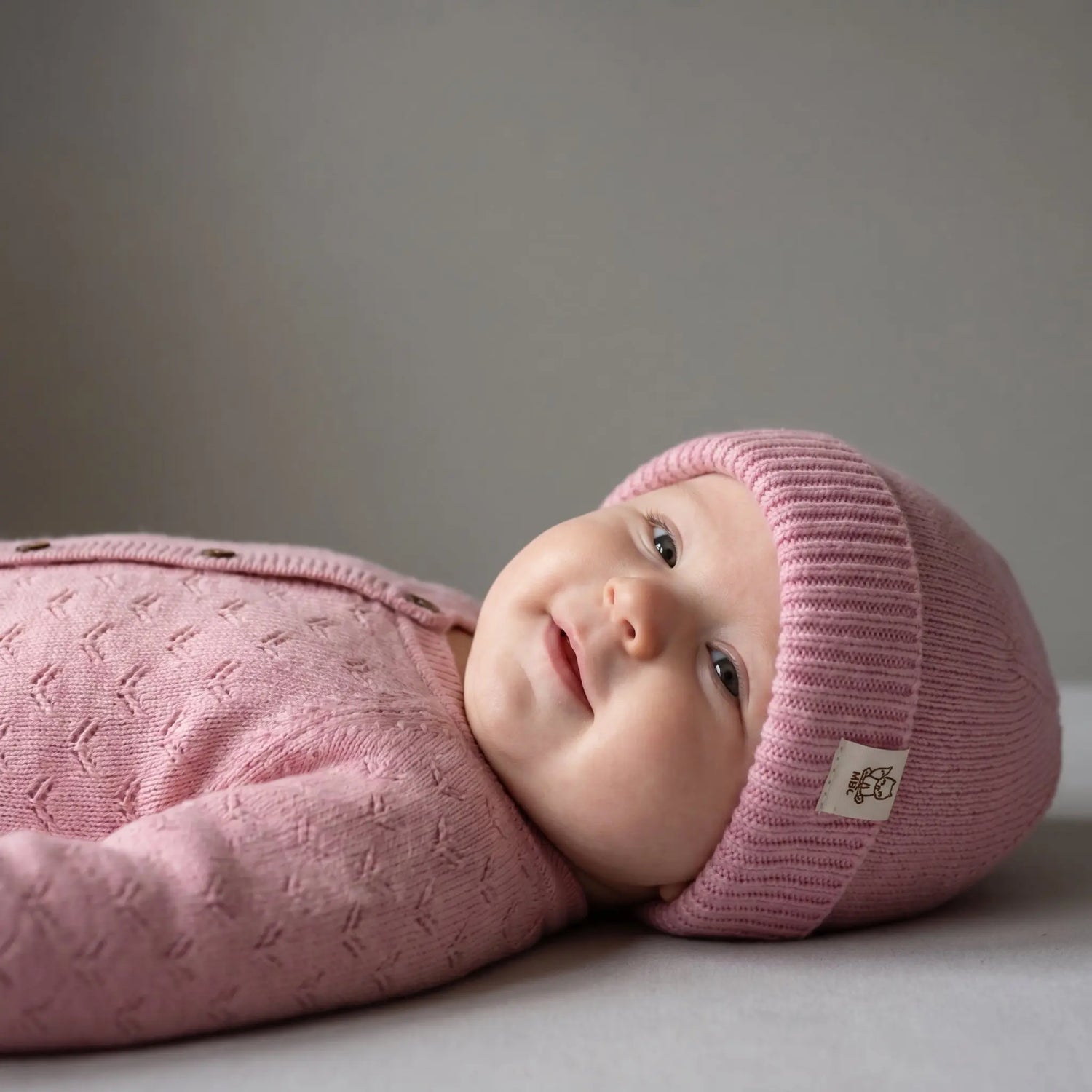 merinowol en cashmere baby muts Pink 