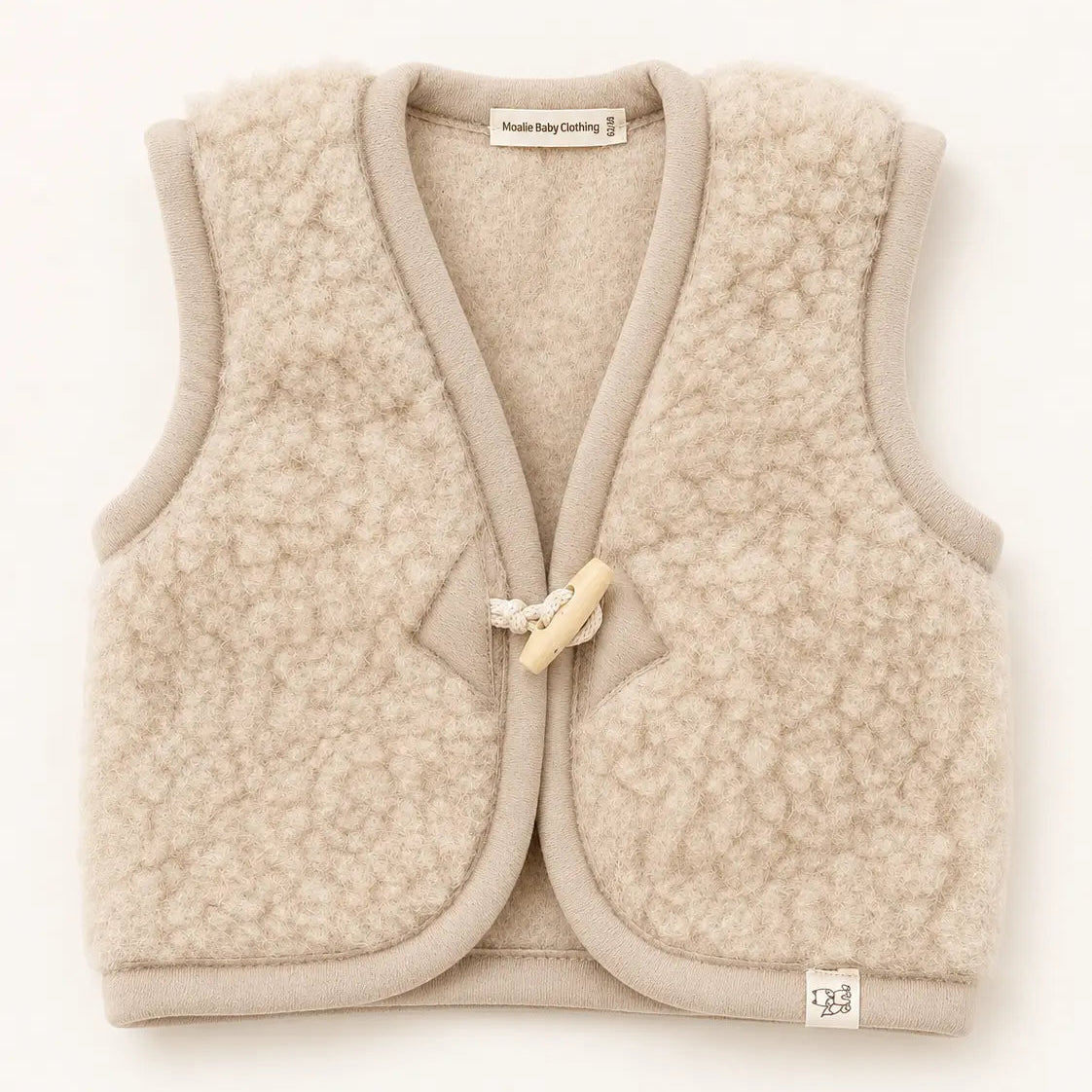 merinowollen baby gilet beige maat 62/68