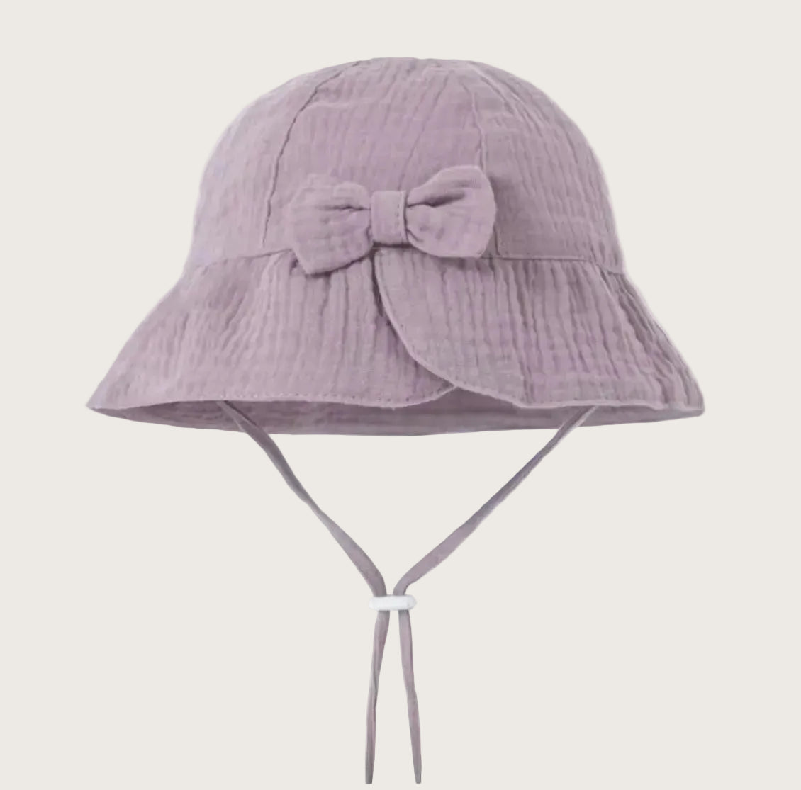mousseline zonnehoedje met strik paars