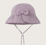 mousseline zonnehoedje met strik paars