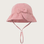 mousseline zonnehoedje met strik roze