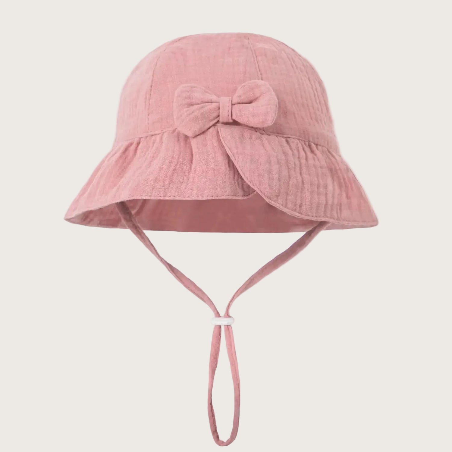 mousseline zonnehoedje met strik roze