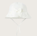 mousseline zonnehoedje met strik wit