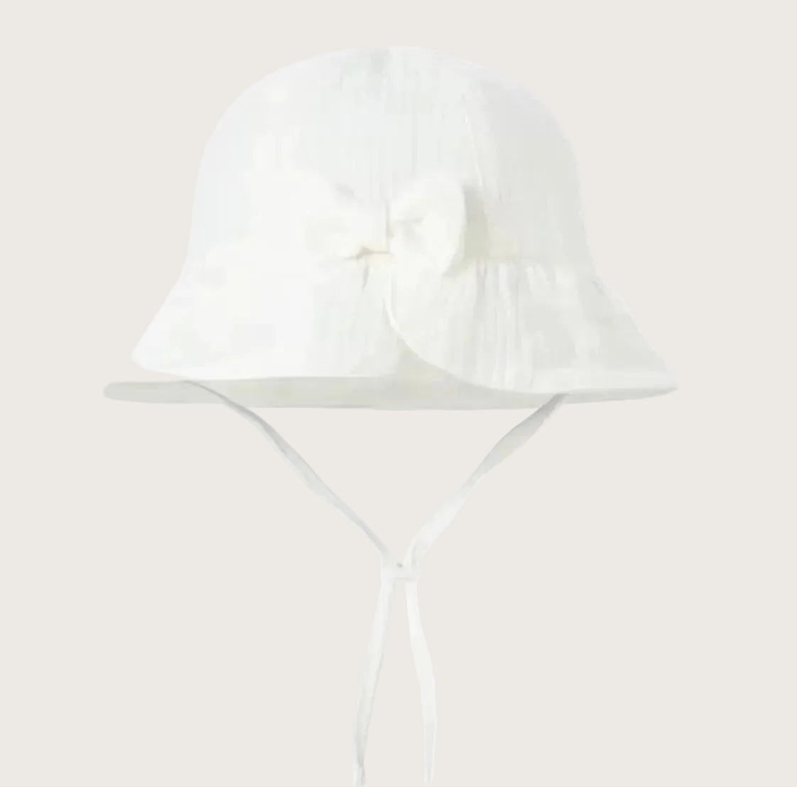 mousseline zonnehoedje met strik wit