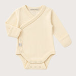 Moalie overslagromper pointelle Butter Cream zachtgeel
