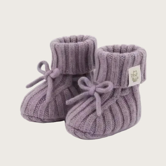 paarse babyslofjes merinowol en cashmere